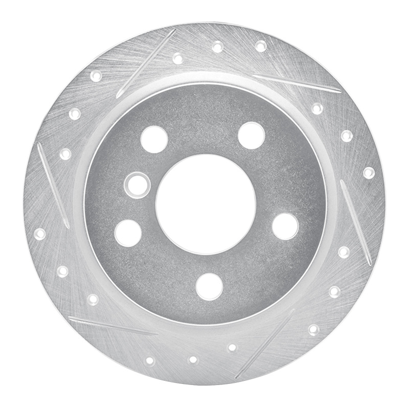 Mini Cooper Brake Rotor (1) - Rear Left - R1 Concepts - Drilled & Slotted - Silver - `14-`24